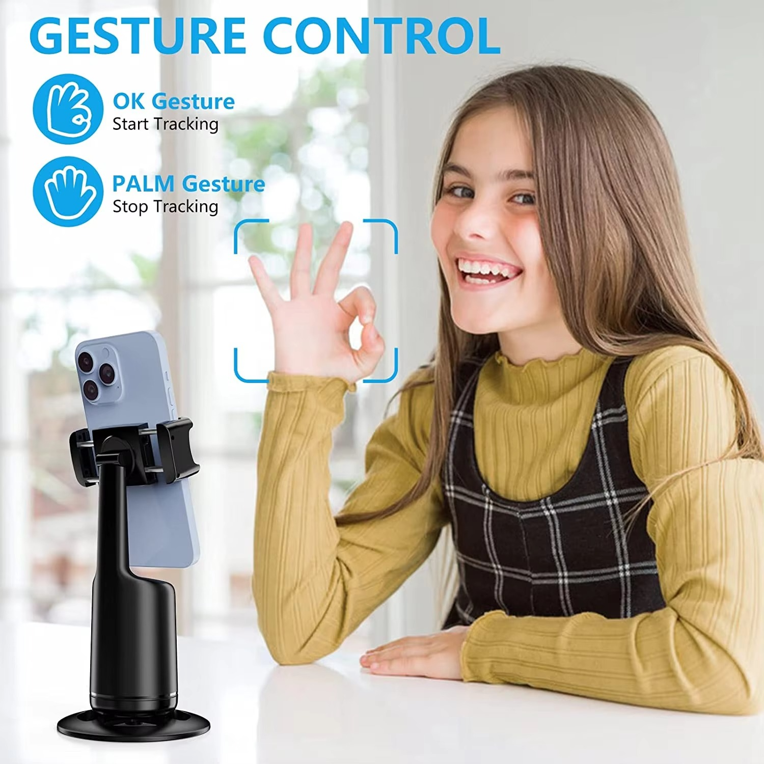 GimBot™ – Auto-tracking telefoonhouder met 360° gezichtsherkenning en geïntegreerd selfielicht [50% Korting]