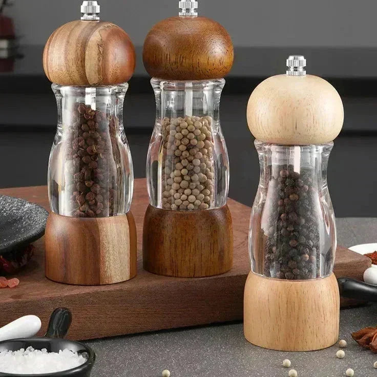 Zout- en pepermollenset van hout en glas voor de keuken