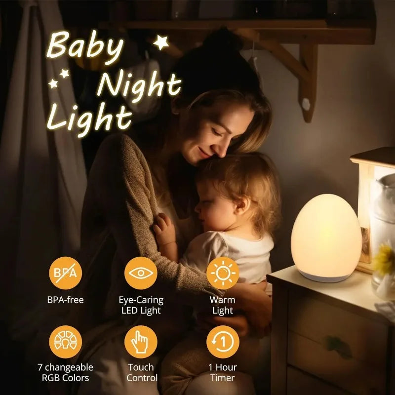 Nachtlampje voor kinderen met RGB, warmwit en touch-bediening