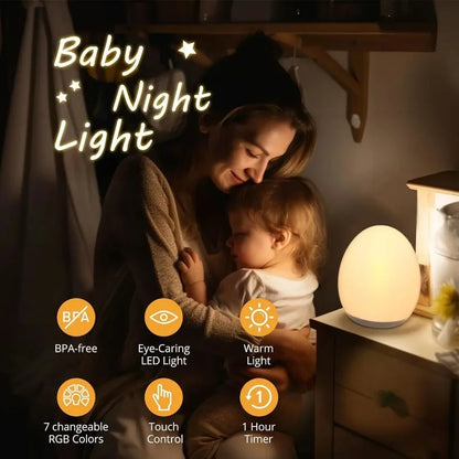 Nachtlampje voor kinderen met RGB, warmwit en touch-bediening