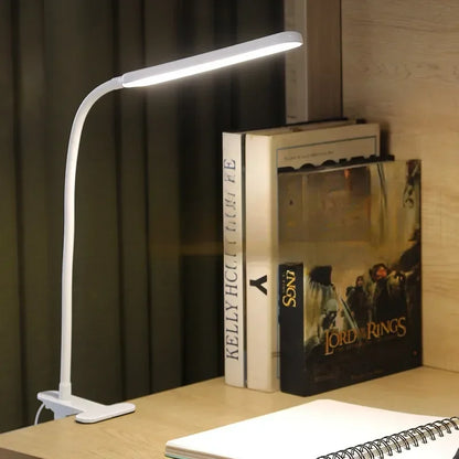Klemlamp met flexibele hals – dimbaar, 3 lichtkleuren, USB