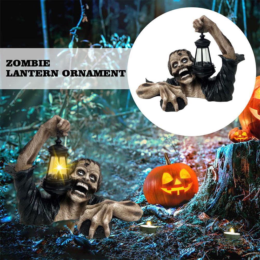 Halloween Zombie Lantaarn met LED Verlichting – Griezelige Tuindecoratie van