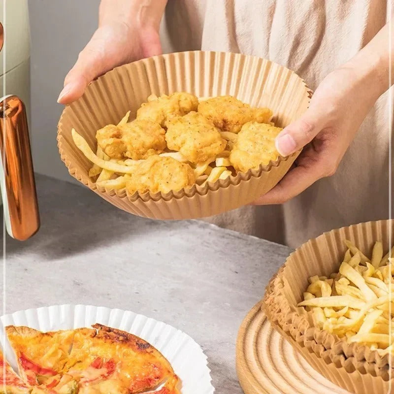 FryCup™ – Wegwerp AirFryer Liner | Voedselveilig Bakpapier voor Heteluchtfriteuse