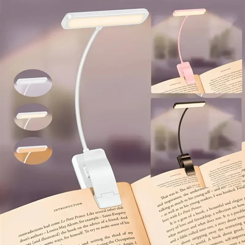 Leeslamp met clip en flexibele arm – USB oplaadbaar, 3 lichtkleuren