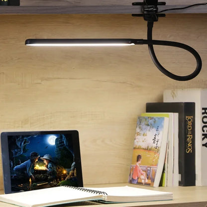 Klemlamp met flexibele hals – dimbaar, 3 lichtkleuren, USB