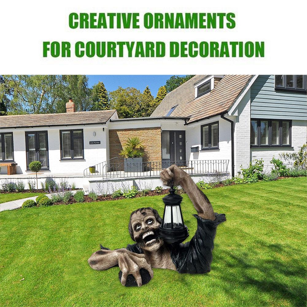 Halloween Zombie Lantaarn met LED Verlichting – Griezelige Tuindecoratie van
