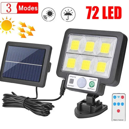 Zonne-energie buitenlamp met bewegingssensor – 72 COB LED's & afstandsbediening