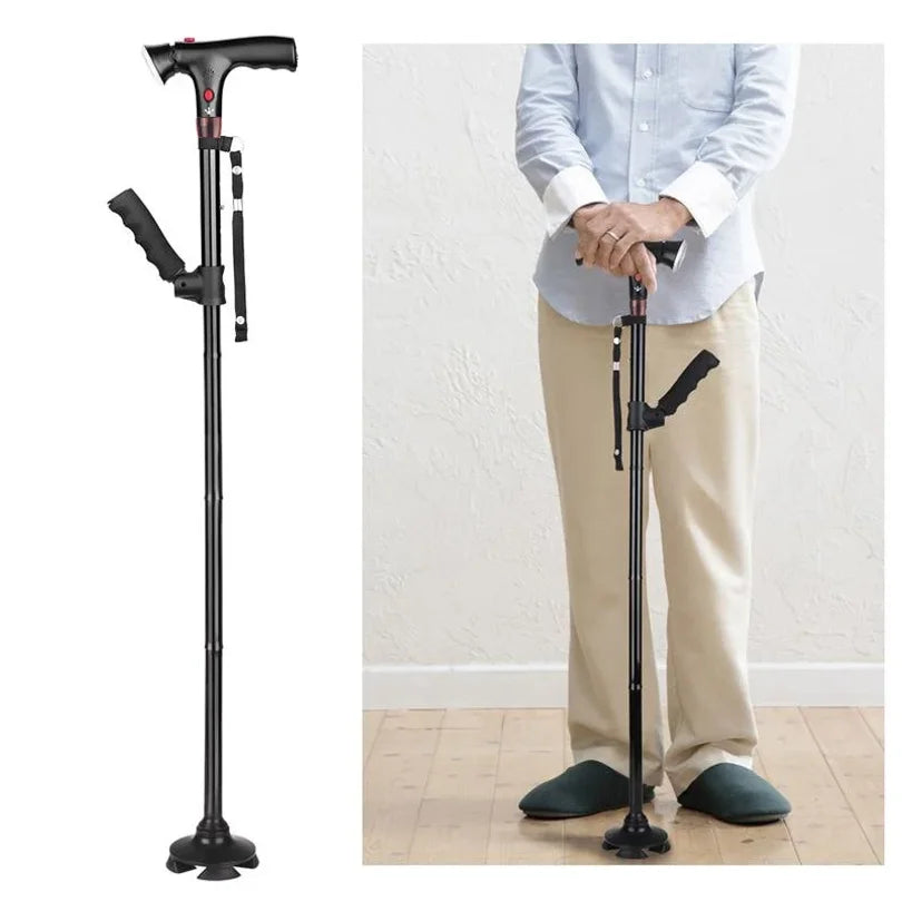 MobileGrip™ – Opvouwbare Wandelstok met LED-licht en Noodalarm