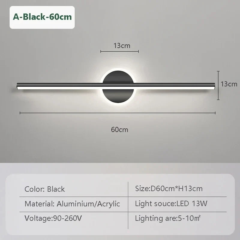 LED Wandlamp Zwart Goud – Spiegellamp 40/60/80 cm