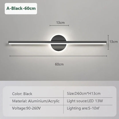 LED Wandlamp Zwart Goud – Spiegellamp 40/60/80 cm