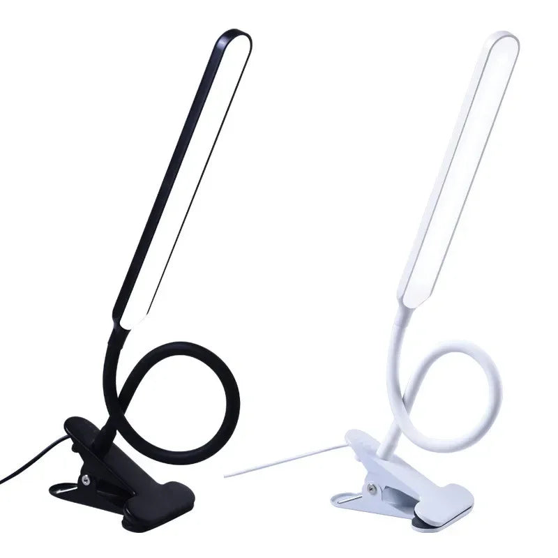 Klemlamp met flexibele hals – dimbaar, 3 lichtkleuren, USB