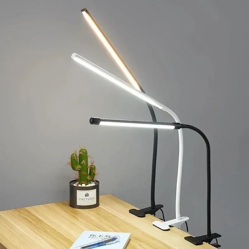 Klemlamp met flexibele hals – dimbaar, 3 lichtkleuren, USB