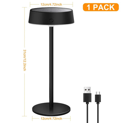 Draadloze LED Tafellamp Solar – dimbaar, 3 lichtkleuren, IP65