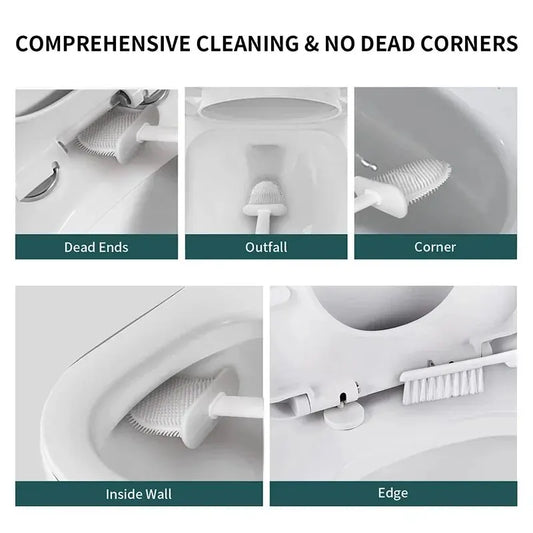 Siliconen wc-borstel met wandhouder – 2-in-1 antibacterieel