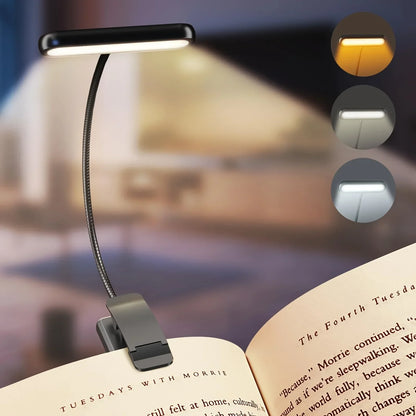 Leeslamp met clip en flexibele arm – USB oplaadbaar, 3 lichtkleuren