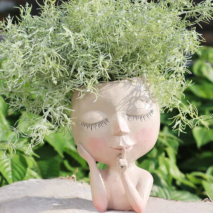Kunstzinnige Plantenvaas met Vrouwengezicht – Decoratieve Bloempot