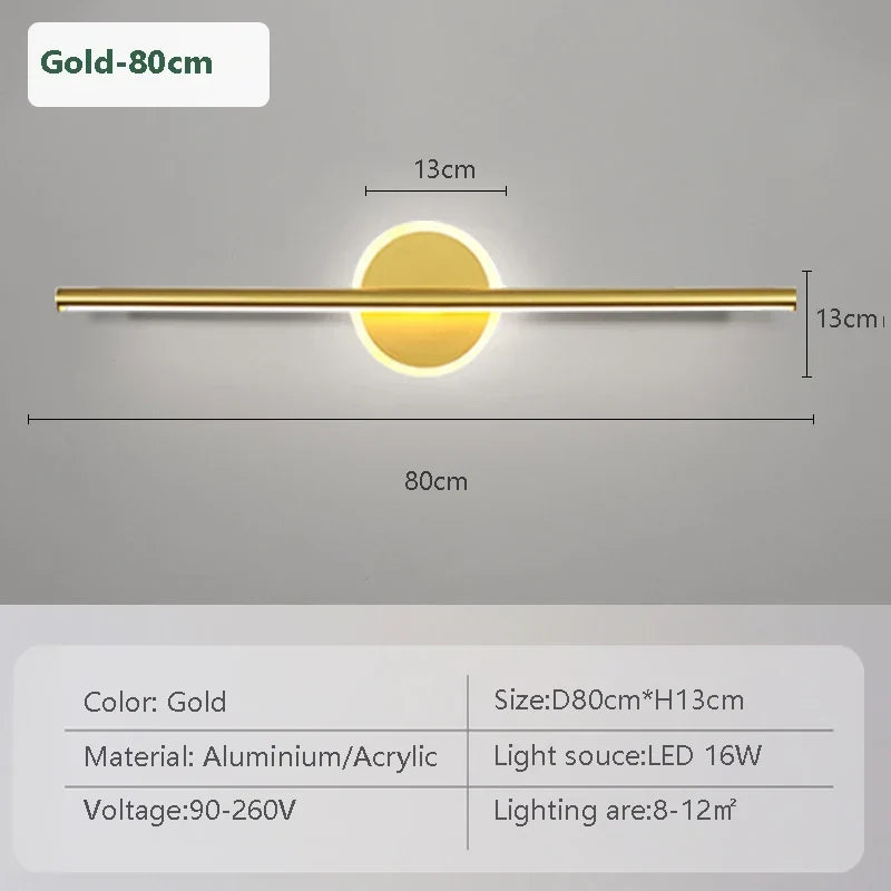 LED Wandlamp Zwart Goud – Spiegellamp 40/60/80 cm