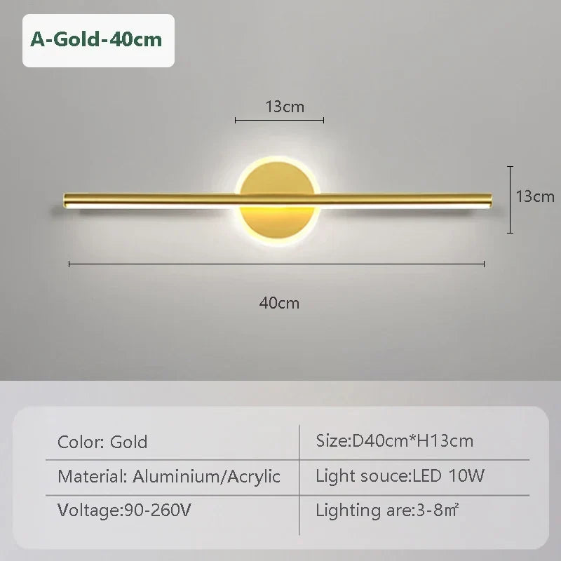 LED Wandlamp Zwart Goud – Spiegellamp 40/60/80 cm