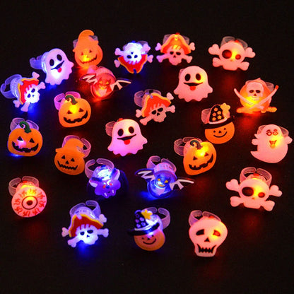 LED Halloween Ringen – 20 Stuks Lichtgevende Ringen met Griezelige Designs