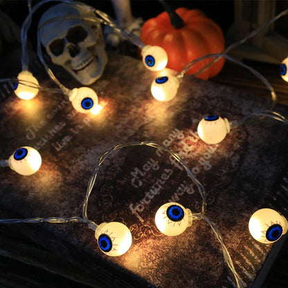 Halloween LED Lichtslinger – Pompoen, Schedel & Oogbal – 1,5m met 10 LED's