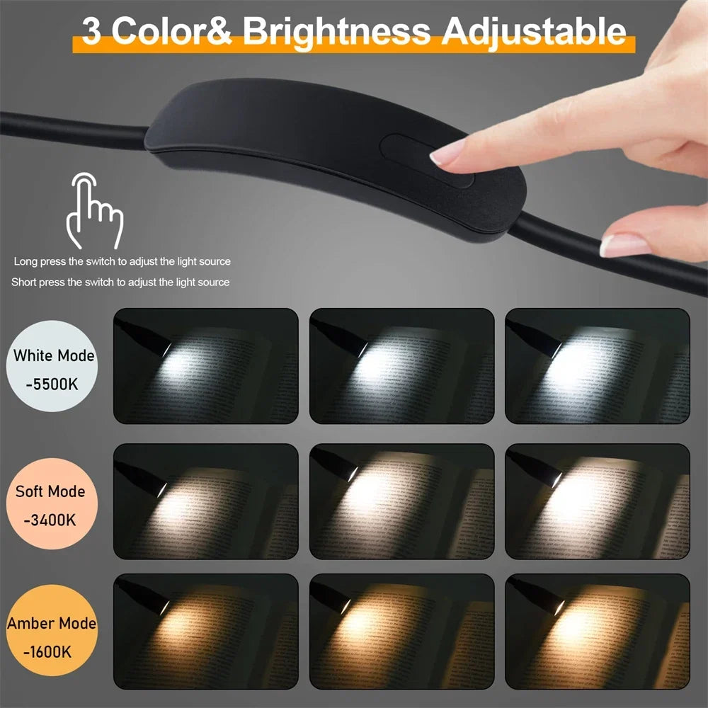 LED-neklamp met 3 lichtkleuren – USB oplaadbaar & dimbaar
