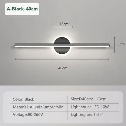 LED Wandlamp Zwart Goud – Spiegellamp 40/60/80 cm