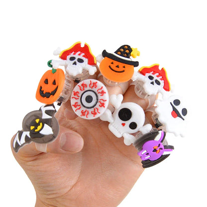 LED Halloween Ringen – 20 Stuks Lichtgevende Ringen met Griezelige Designs