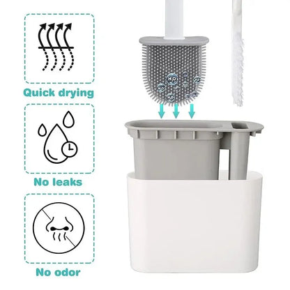 Siliconen wc-borstel met wandhouder – 2-in-1 antibacterieel