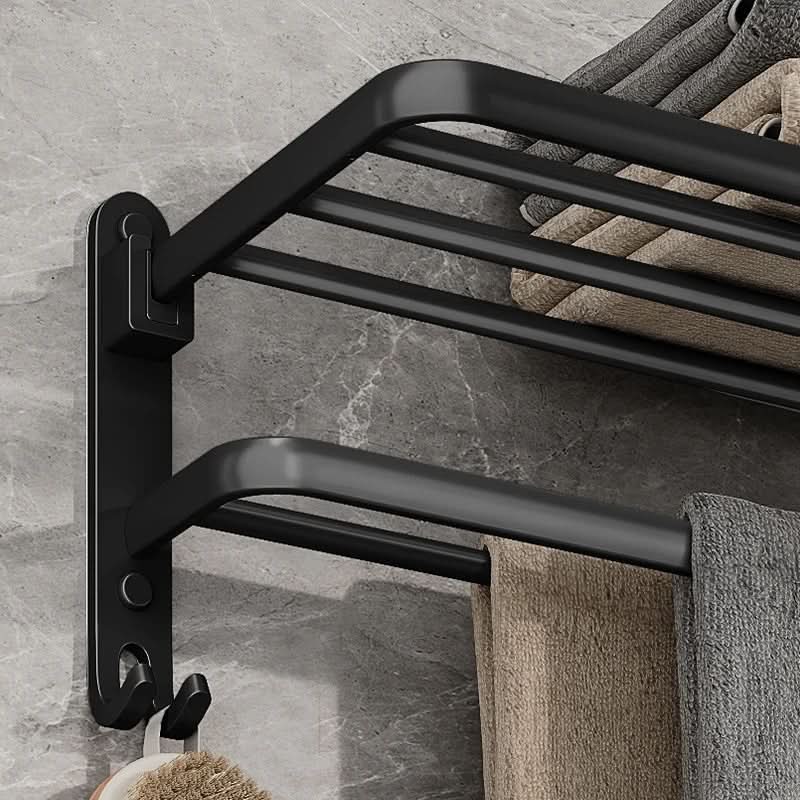 Aluminium handdoekhouder voor wandmontage – inklapbaar met haak