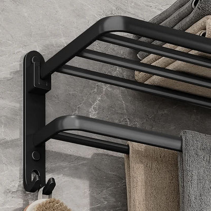 Aluminium handdoekhouder voor wandmontage – inklapbaar met haak