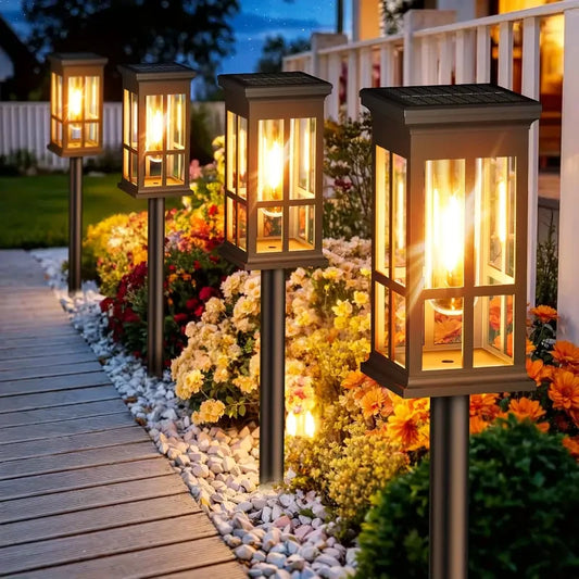 Tuinlamp Lantaarn-Design met Gloeidraad-LED – Set van 2