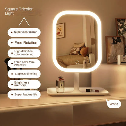 LED make-upspiegel met 3 lichtkleuren en touch-bediening