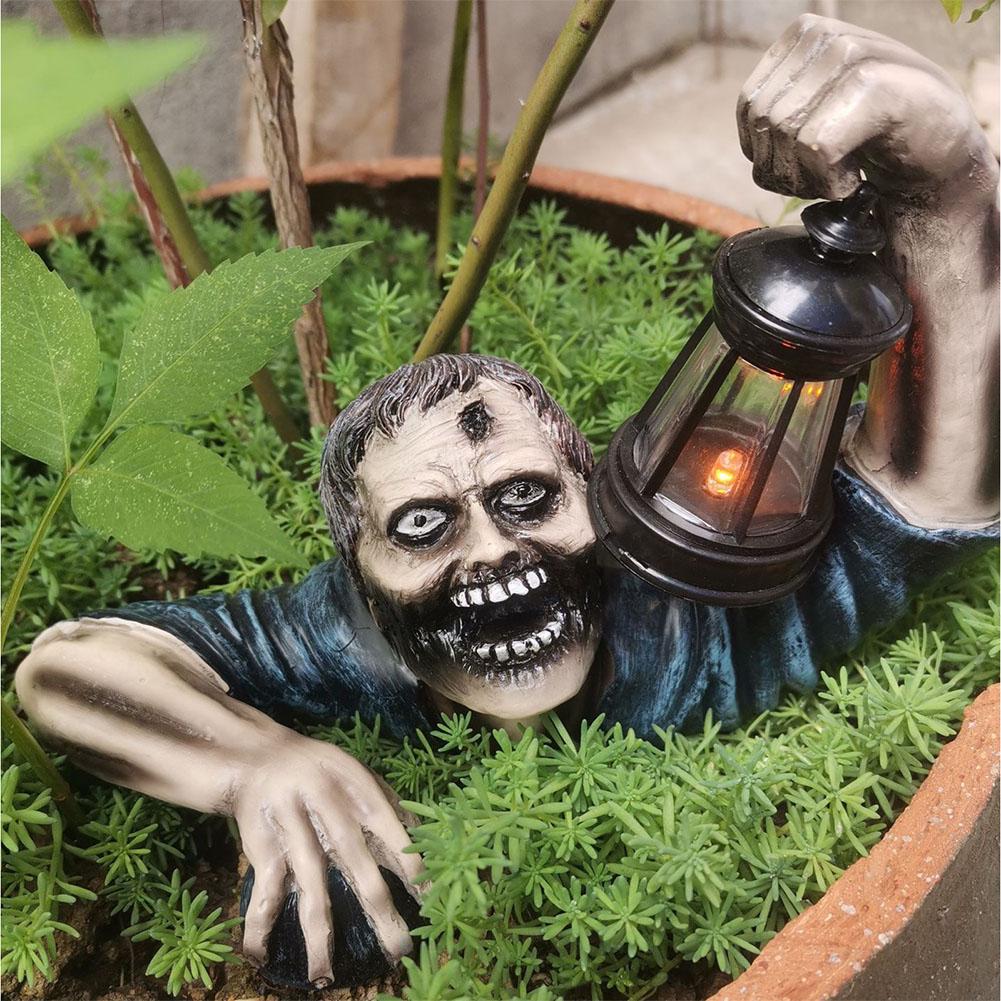 Halloween Zombie Lantaarn met LED Verlichting – Griezelige Tuindecoratie van