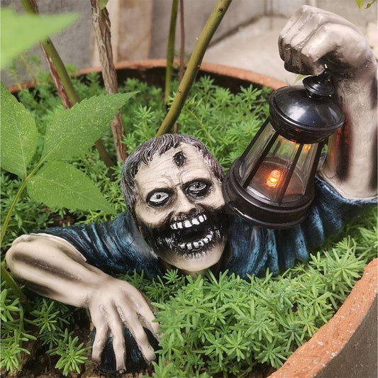 Halloween Zombie Lantaarn met LED Verlichting – Griezelige Tuindecoratie van