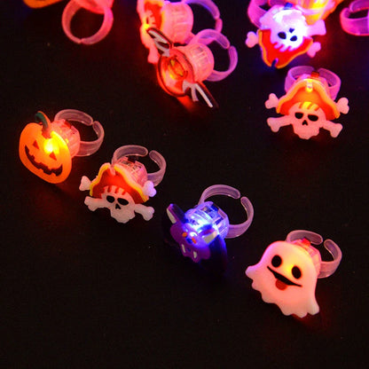 LED Halloween Ringen – 20 Stuks Lichtgevende Ringen met Griezelige Designs