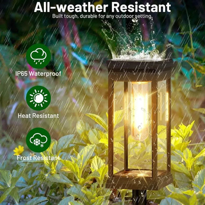Tuinlamp Lantaarn-Design met Gloeidraad-LED – Set van 2