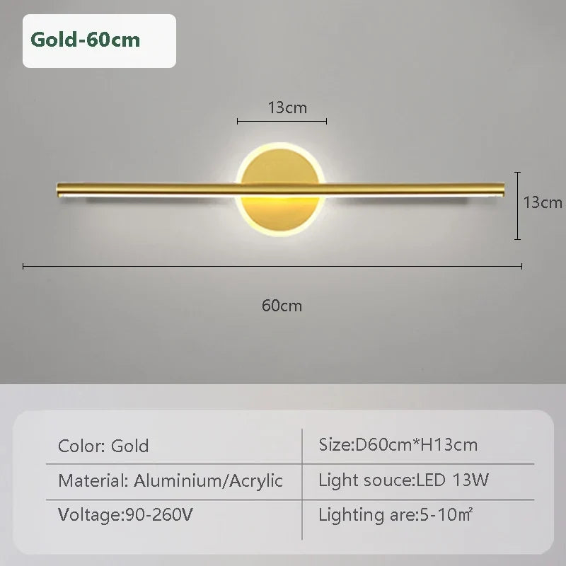 LED Wandlamp Zwart Goud – Spiegellamp 40/60/80 cm