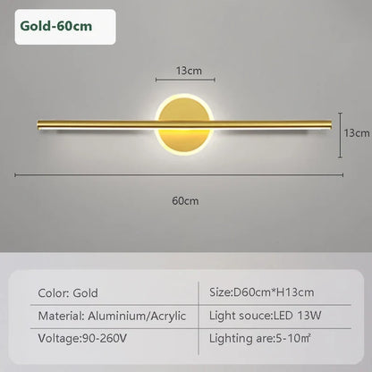 LED Wandlamp Zwart Goud – Spiegellamp 40/60/80 cm