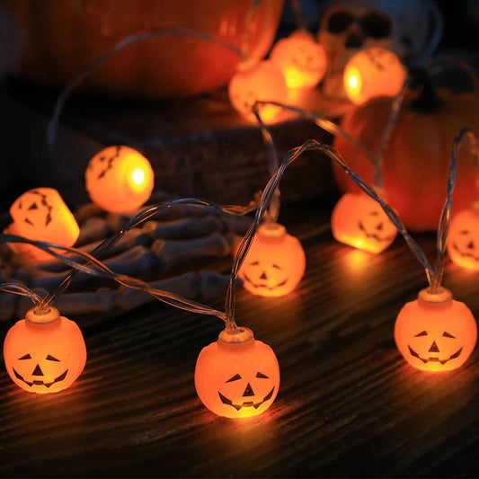Halloween LED Lichtslinger – Pompoen, Schedel & Oogbal – 1,5m met 10 LED's