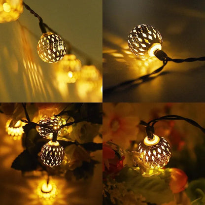 Marokkaanse solar lichtsnoer 12m – 100 LED-ballen warmwit