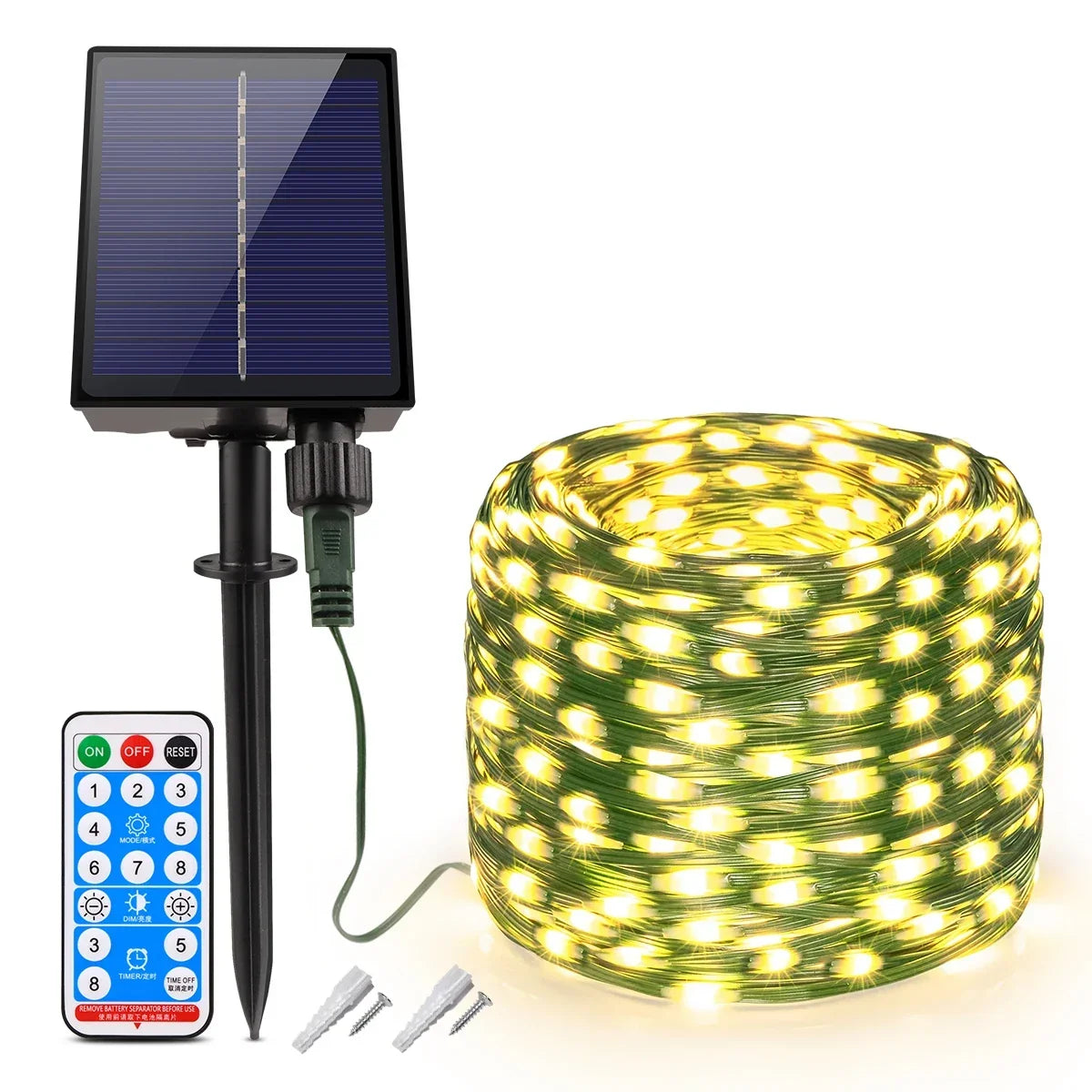 Zonne-energie Lichtsnoer 100M – 800 LEDs met Afstandsbediening & 8 Modi
