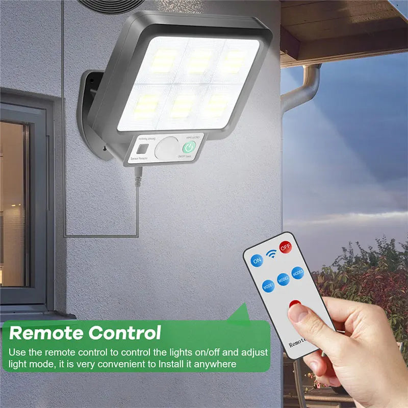 Zonne-energie buitenlamp met bewegingssensor – 72 COB LED's & afstandsbediening