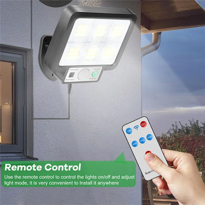 Zonne-energie buitenlamp met bewegingssensor – 72 COB LED's & afstandsbediening