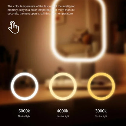 LED make-upspiegel met 3 lichtkleuren en touch-bediening