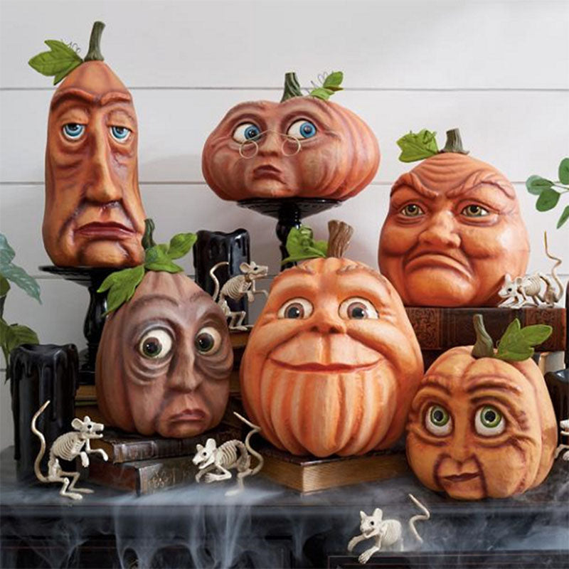 Halloween pompoen decoratie met verlichting – Grappige pompoenkop van hars voor