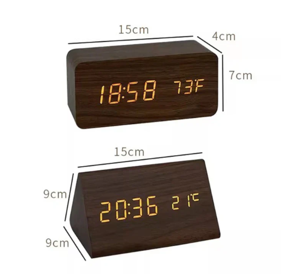 Digitale houten klok met spraakactivering en wekfunctie