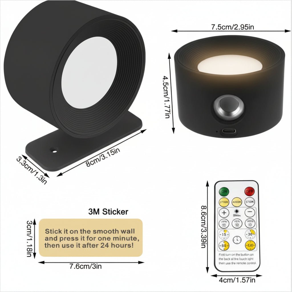 Draadloze LED-wandlamp met afstandsbediening – Scandinavisch design
