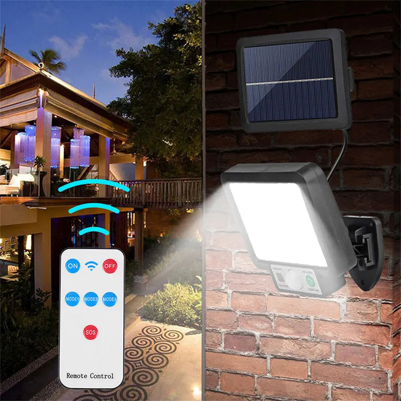 Zonne-energie buitenlamp met bewegingssensor – 72 COB LED's & afstandsbediening