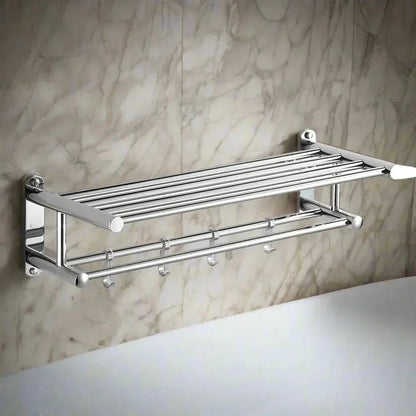 Roestvrijstalen handdoekhouder met plank voor wandmontage