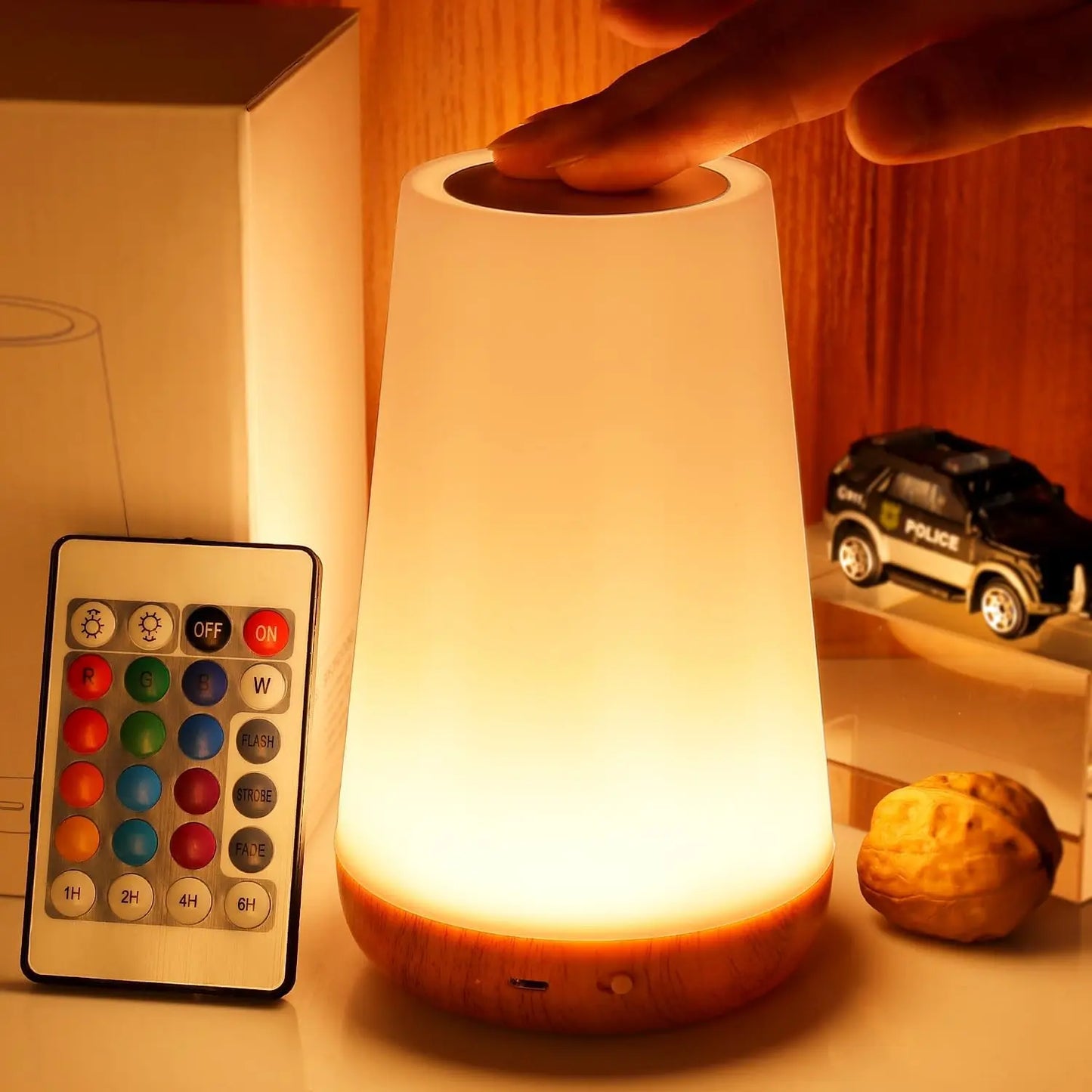 Draadloze LED Nachtlamp met RGB Kleurwisseling en Afstandsbediening